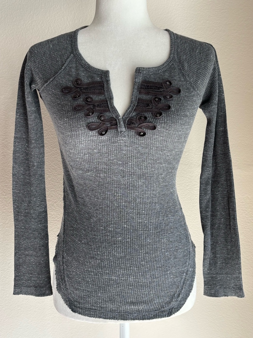 Free People We The Free Gray Long-Sleeve Thermal Top